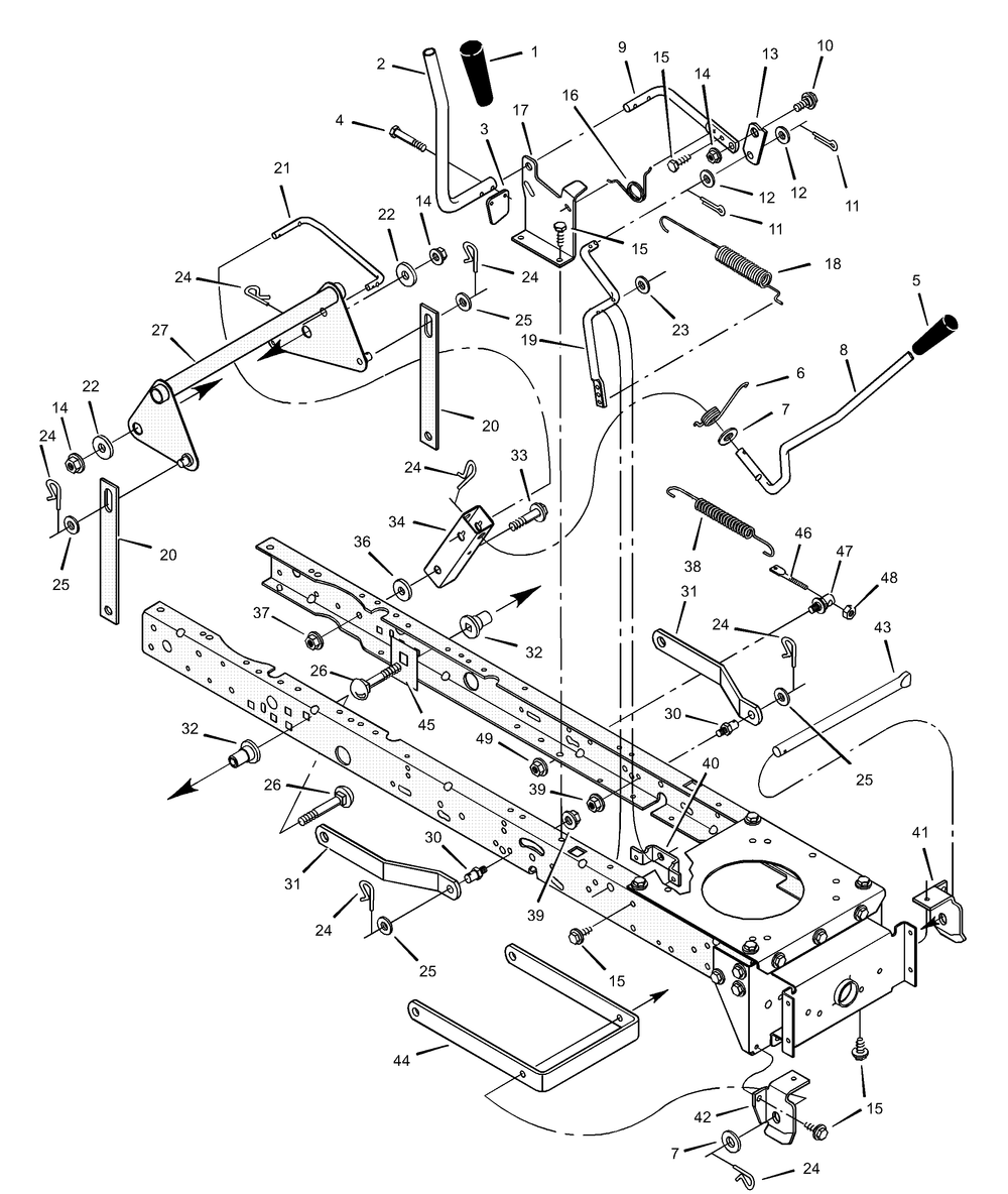 Mower Housing Suspension (Part 1) Diagram and Parts List for 465606X683A 2001 Briggs and Stratton Lawn Tractor